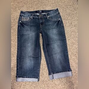 Earl Jean Women's Bermuda Dark Blue Embroidered Stretch Denim Shorts Size 3